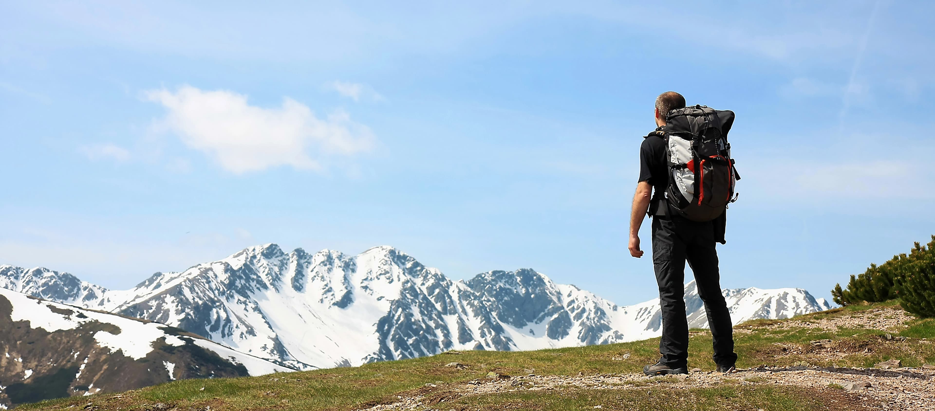 A person walking a clear path outdoors